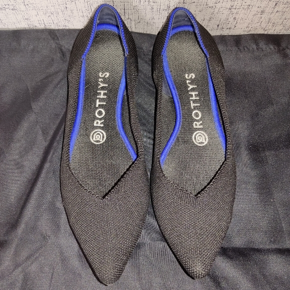 Rothy's The Point Solid Black Flats - Picture 1 of 5